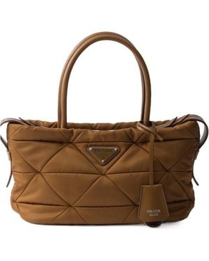Prada Padded Re-Nylon Medium Tote Bag - Brown