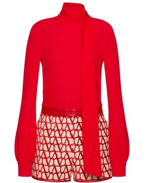 Valentino Logo-Pattern Short Jumpsuit - Red