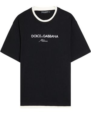 Dolce & Gabbana Color-Blocked Round-Neck Short-Sleeve T-Shirt - Black
