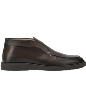 Santoni Paneled Leather Boots - Brown