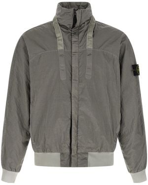 Stone Island Logo Patch Bomber Jacket - Grey