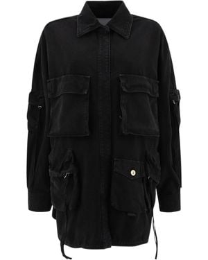 The Attico The Fern Washed Short Coat - Black