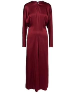 Victoria Beckham Draped Crêpe Satin Midi Dress - Red