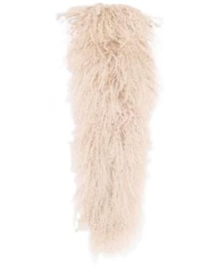 Yves Salomon Curly-Fur Sheepskin Scarf - White