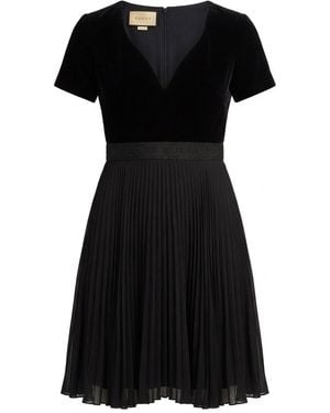 Gucci Logo Pleated Minidress - Black