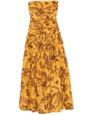 ALÉMAIS Ruched Floral Print Dress - Yellow