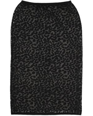 Theory Leopard Lace Pull-On Pencil Skirt - Black