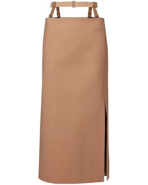 Mugler Cutout Wool-Blend Pencil Skirt - Brown