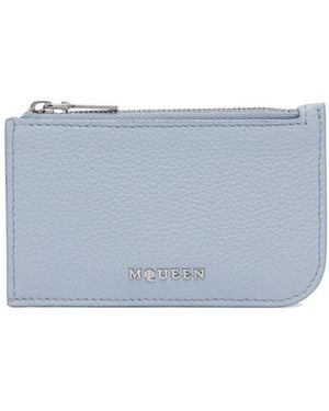 McQueen Logo Plaque Zipped Wallet - Blue