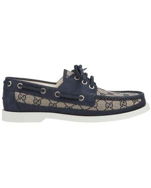 Gucci Gg Supreme Canvas Boat Shoes - Blue