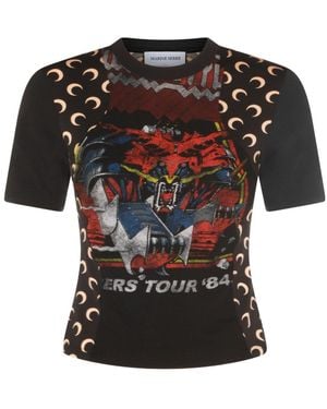 Marine Serre Graphic Moon-Printed Upcycled T-Shirt - Black