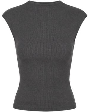Amomento Jersey Mock Neck Top - Black