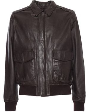 Schott Nyc Long-Sleeved Leather Jacket - Black