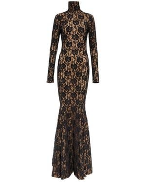 Norma Kamali Fishtail Lace-Overlay Gown - White