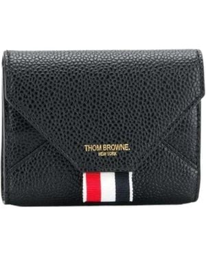 Thom Browne Stripe Detailed Envelope Card Case - Gray