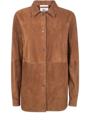 Semicouture Paneled Suede Shirt - Brown