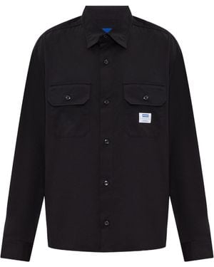 BOSS Logo-Label Cotton Shirt - Blue