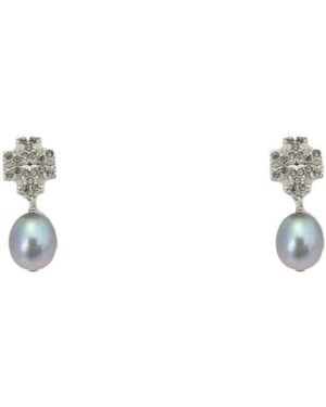 Tory Burch Kira Pave Earrings - White