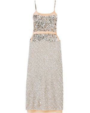Rabanne Sequin-Embellished Strap Dress - White