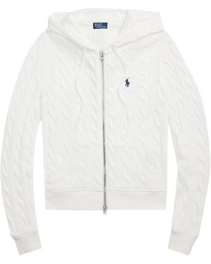 Polo Ralph Lauren Cable-Knit Full-Zip Hooded Cardigan - White