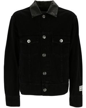 Lanvin Logo-Print Distressed Denim Jacket - Black