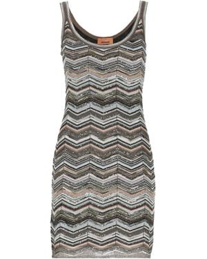 Missoni Chevron Knit Sleeveless Knitted Dress - Gray