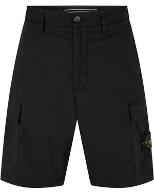 Stone Island Tela Cargo Shorts - Black