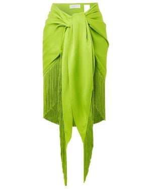 Michael Kors Asymmetric Fringed Satin Skirt - Green