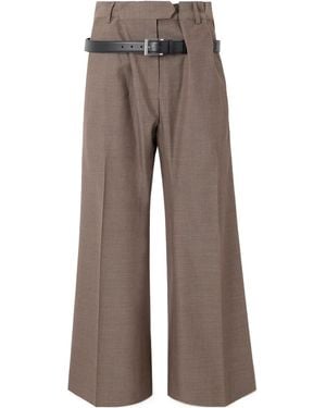 Acne Studios Belted Wool Wide-Leg Trousers - Brown