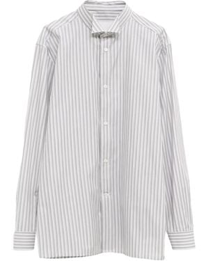 Maison Margiela Vertical-Stripe Long-Sleeve Shirt - White