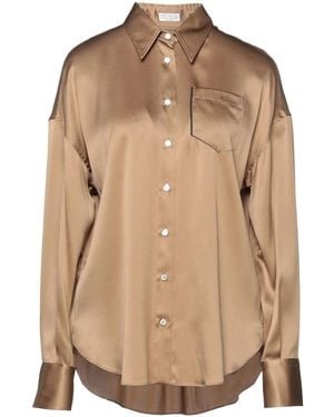 Brunello Cucinelli Solid Long-Sleeve Blouse - Natural