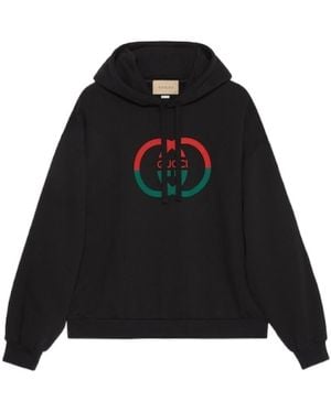 Gucci Interlocking G Drawstring Hoodie - Black
