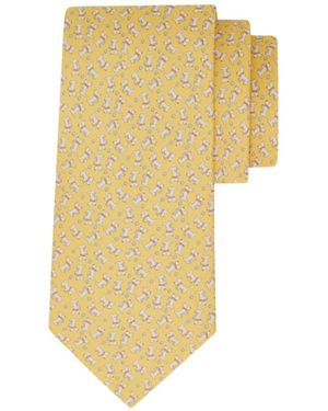 Ferragamo Charlie Print Silk Tie - Yellow