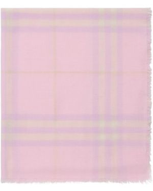 Burberry Check Wool Scarf - Pink