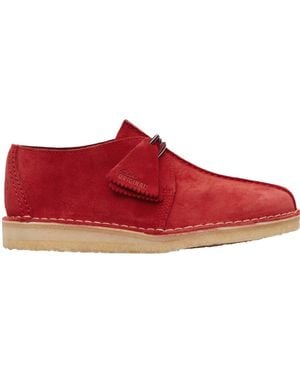 Clarks Desert Trek Derby Shoes - Red