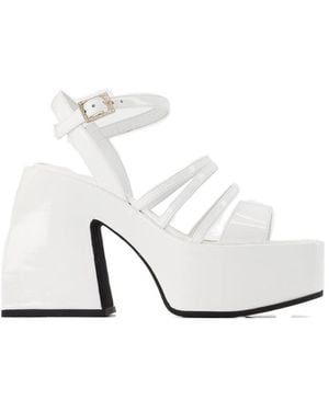 NODALETO Bulla Chibi Square-Toe Platform Sandals - White