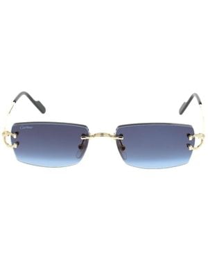 Cartier Rimless Rectangle Sunglasses - Blue