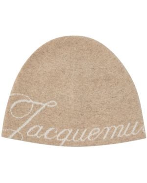 Jacquemus Logo-Intarsia Wool-Blend Beanie - Natural