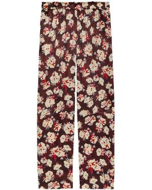 Rabanne Floral-Print Wide-Leg Silk Pants - Multicolor
