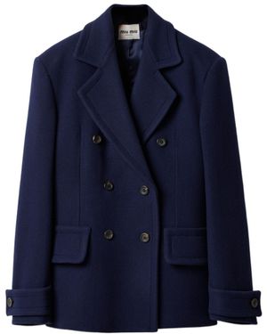 Miu Miu Double-Breasted Tailored Blazer - Blue