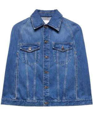 7 For All Mankind Show Cape Denim Jacket - Blue