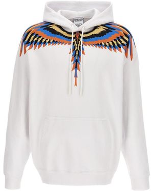 Marcelo Burlon County Of Milan Wings Printed Drawstring Hoodie - White