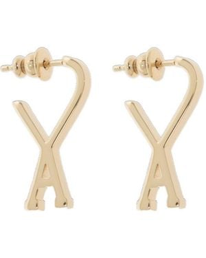 Ami Paris Ami De Coeur Small Hoop Earrings - White