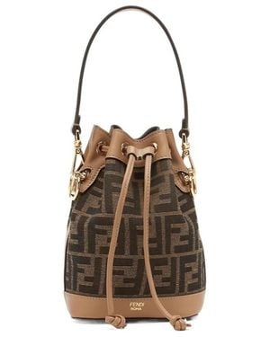 Fendi Mon Tresor Ff Jacquard Bucket Bag - Brown