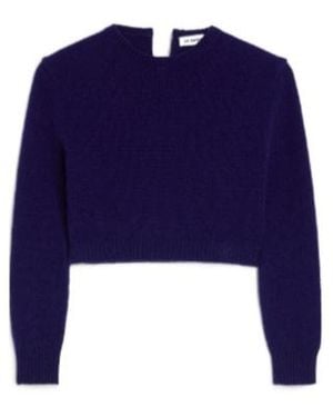 Jil Sander Cropped Crew-Neck Knitted Jumper - Blue