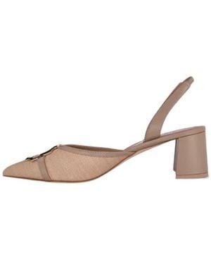 Malone Souliers Misha Point-Toe Slingback Court Shoes - Natural