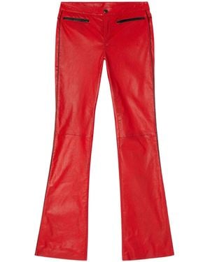 DIESEL L-Insey Perforated Stretch Leather Biker Trousers - Red