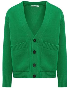 Studio Nicholson Boxy V-Neck Cardigan - Green