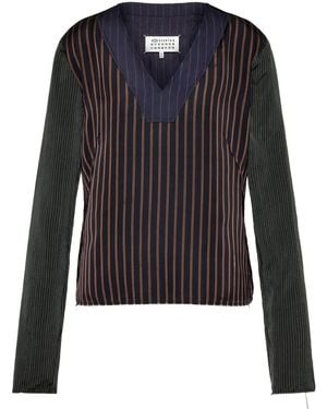 Maison Margiela Printed Long-Sleeve Top - Blue