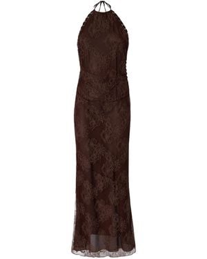 Pinko Lace-Overlay Halterneck Dress - Brown